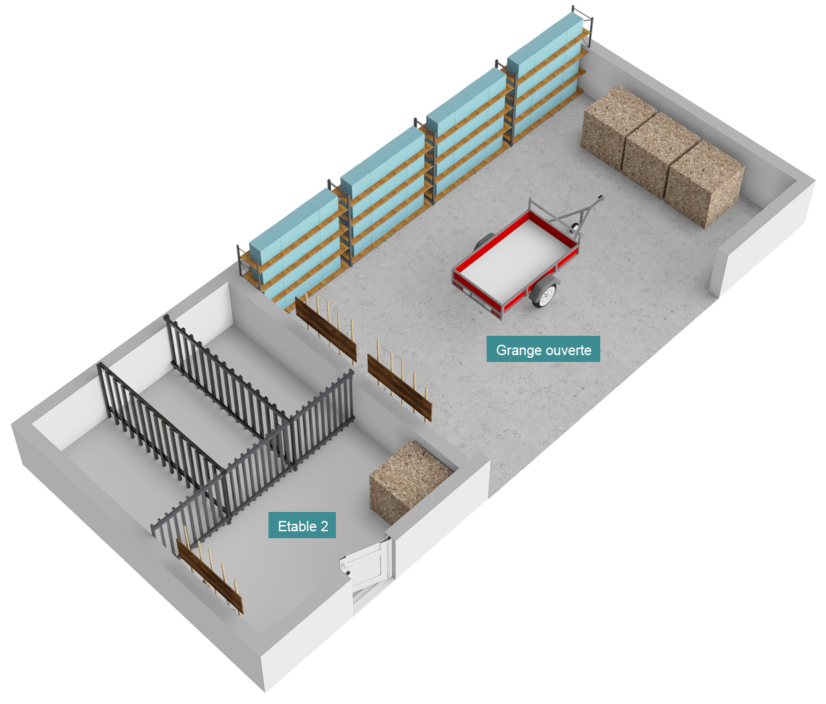 Plan Grange ouverte + Etable 2